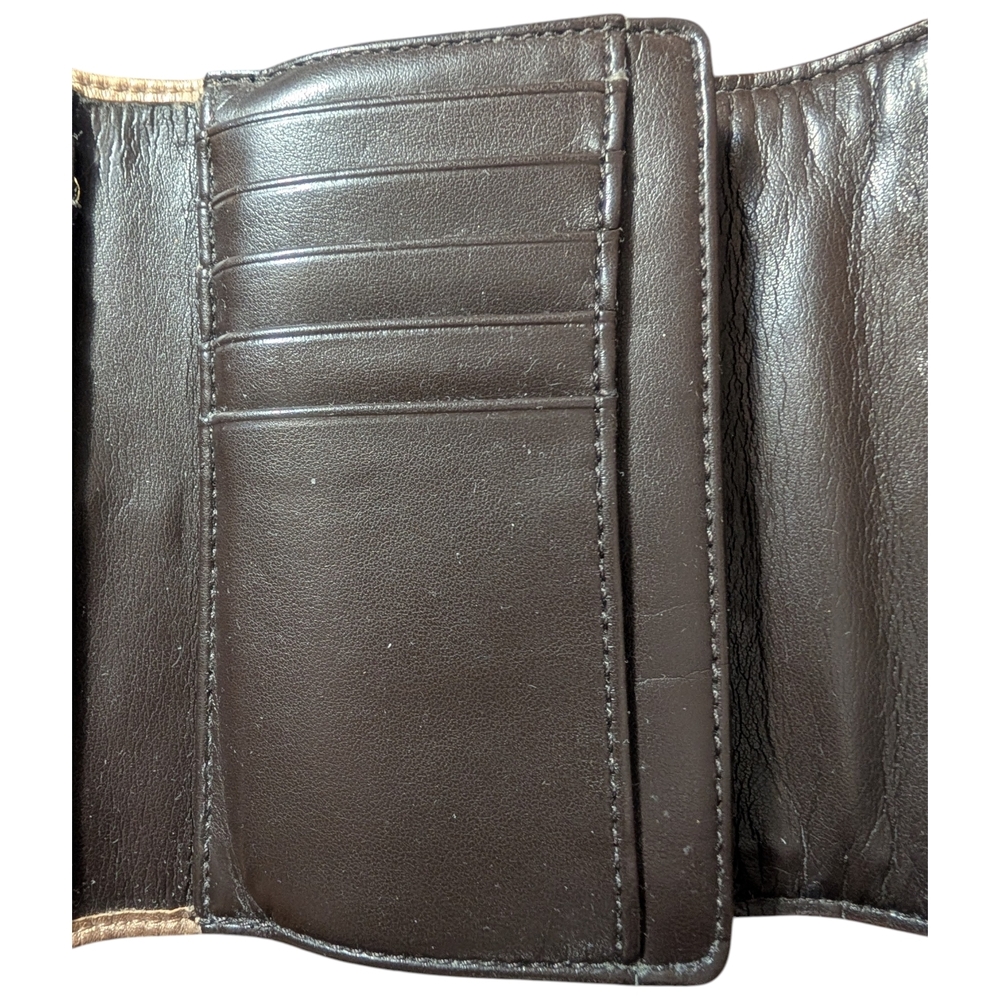 Metallic Gold Coach Embossed Trifold Wallet - Picture 6 of 16